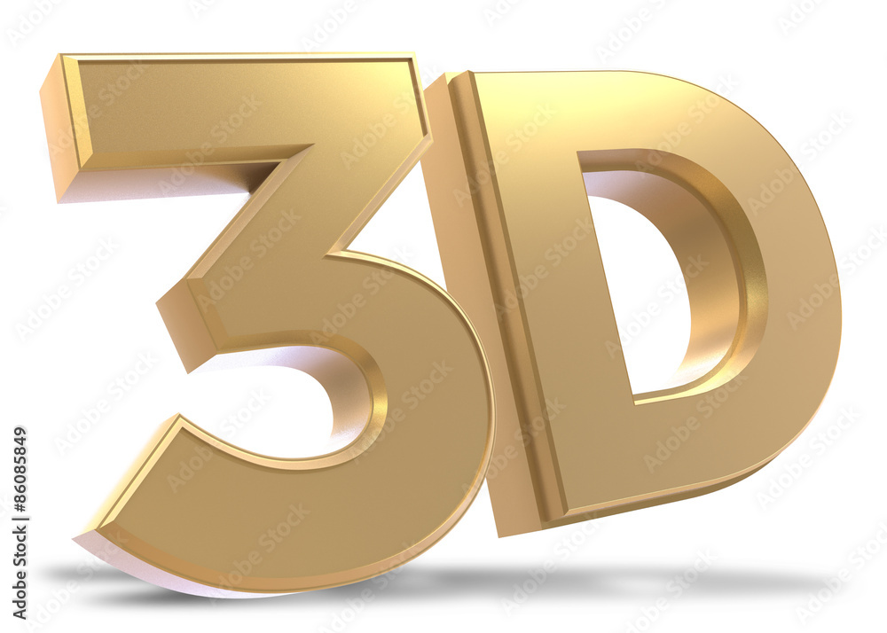 película 3D en letras metálicas doradas  