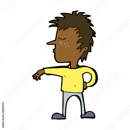 cartoon man making camp gesture