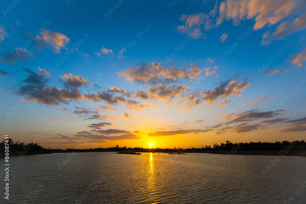 Sunset view at the lake
