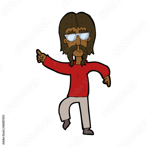 cartoon hippie man wearing glasses