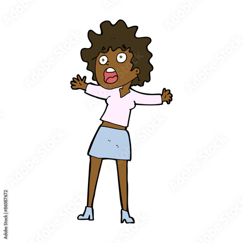 cartoon frightened woman