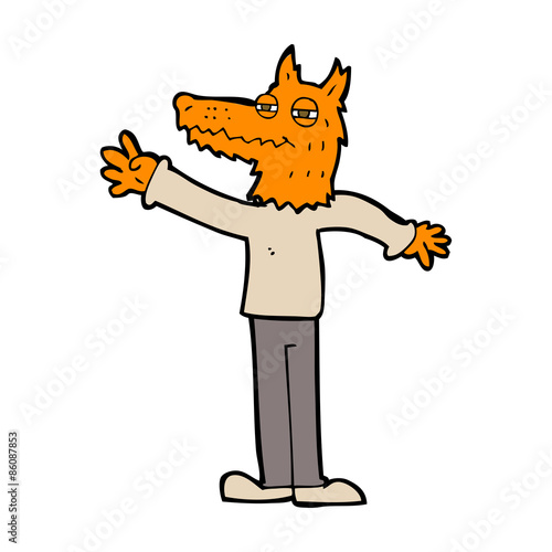 cartoon waving fox