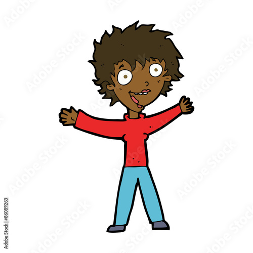 cartoon excited woman