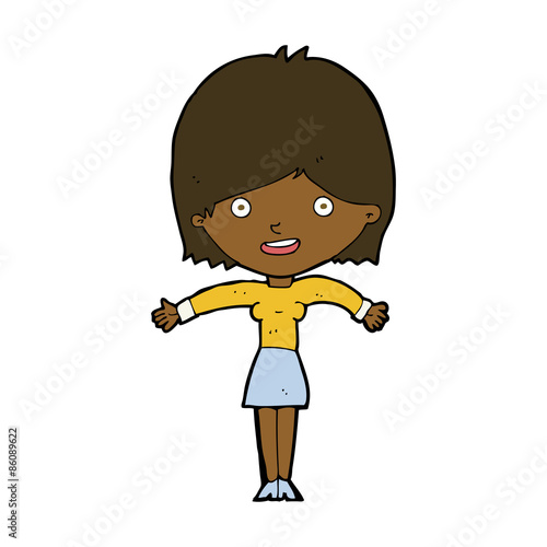 cartoon excited woman