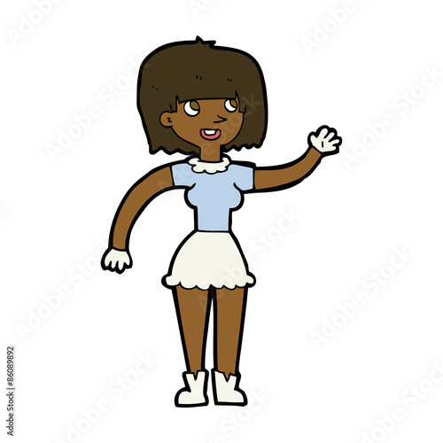 cartoon girl waving