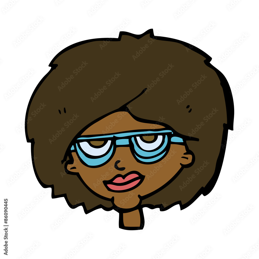 Naklejka premium cartoon woman wearing spectacles