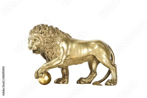 Bronze Lion standing with ball