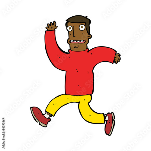 cartoon terrified man