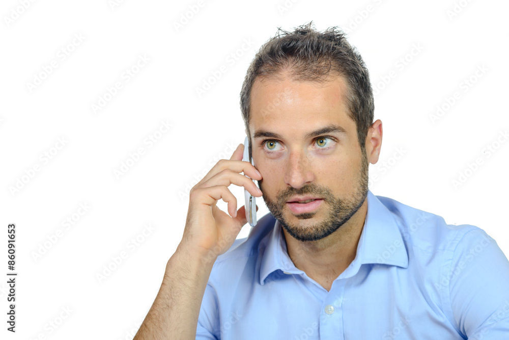 portrait of a young businessman on phone portrait of a young businessman on phone