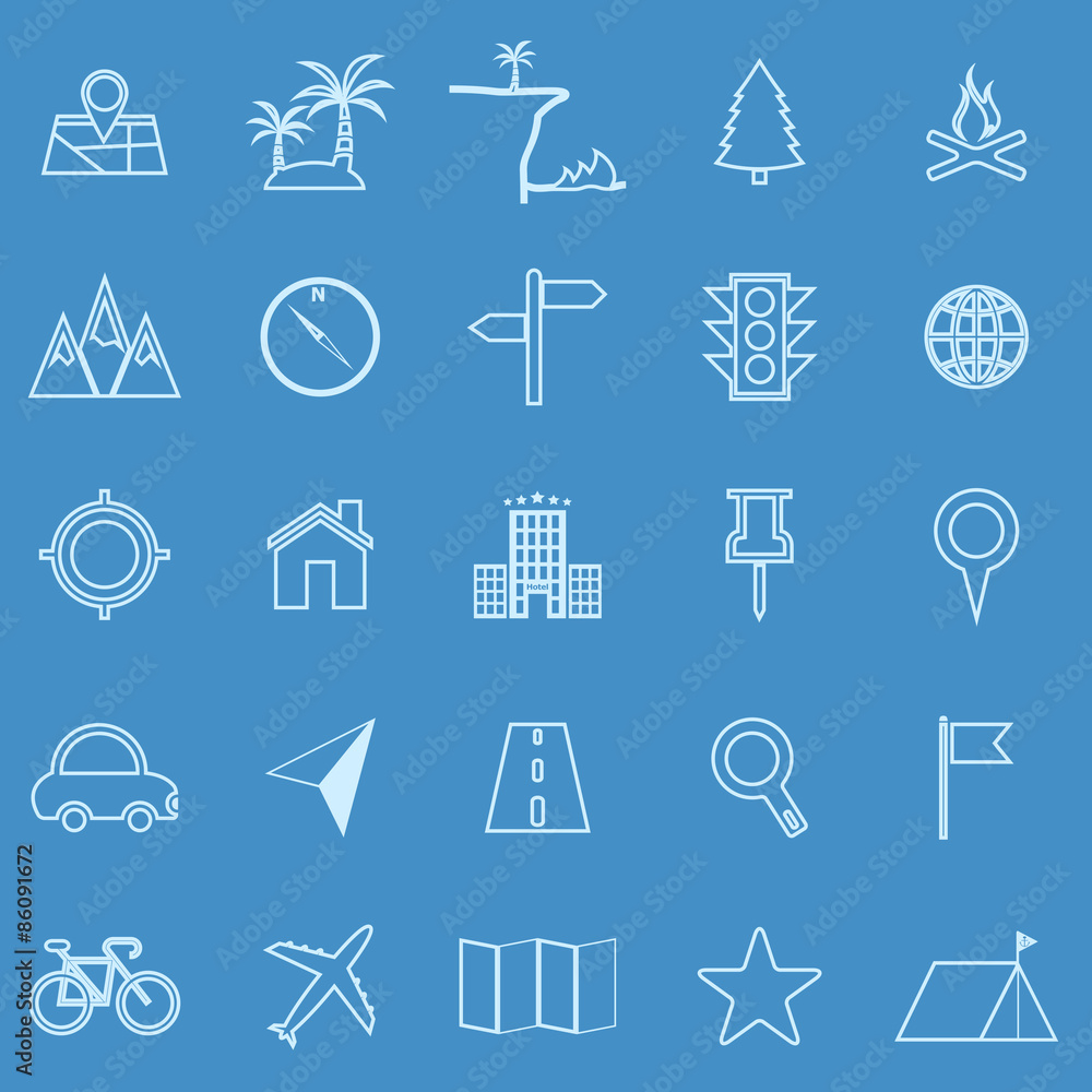 Naklejka premium Location line icons on blue background