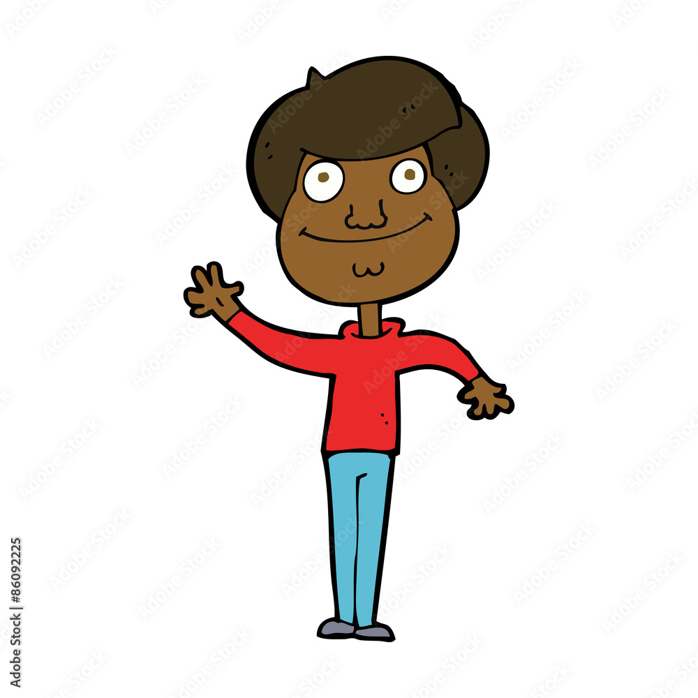 cartoon happy man waving cartoon happy man waving