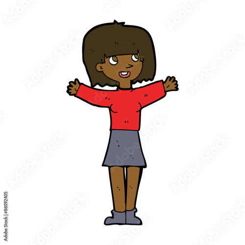 cartoon excited woman