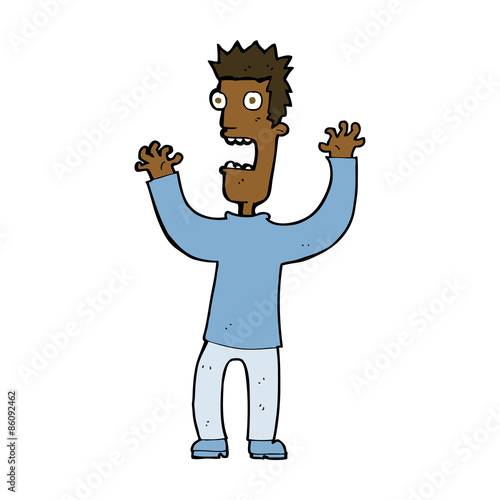 cartoon terrified man