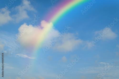 Blue sky with rainbow