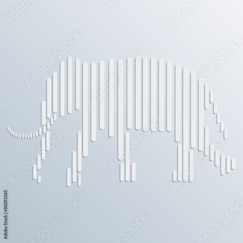 Abstract background with paper cut elephant. Vector illustration