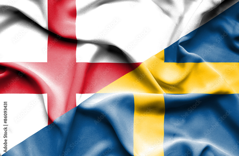 Waving flag of Sweden and England Waving flag of Sweden and England