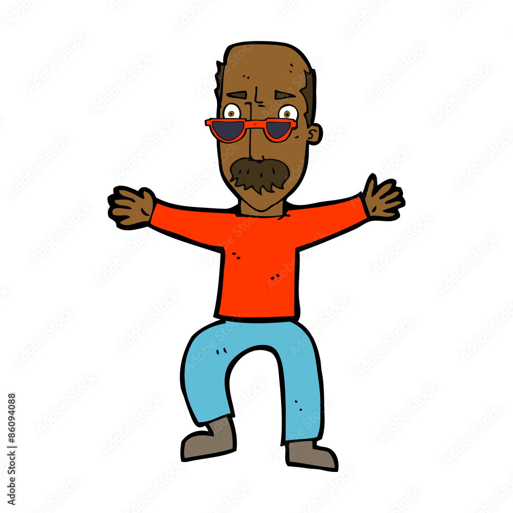 Fototapeta premium cartoon old man waving arms