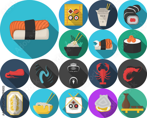 Colored icons for japanese restaurant menu