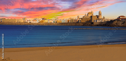 Sunset Panorama of Cadiz, Spain photo