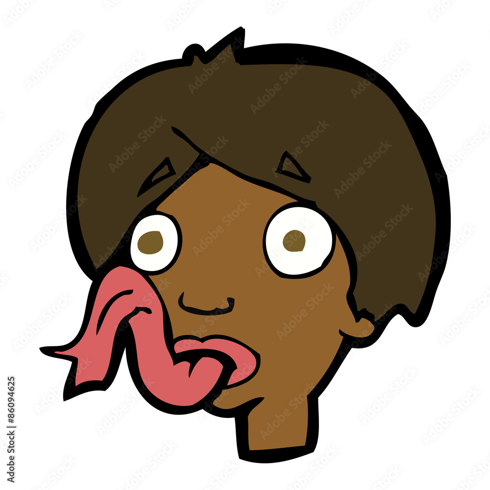 Fototapeta premium cartoon head sticking out tongue
