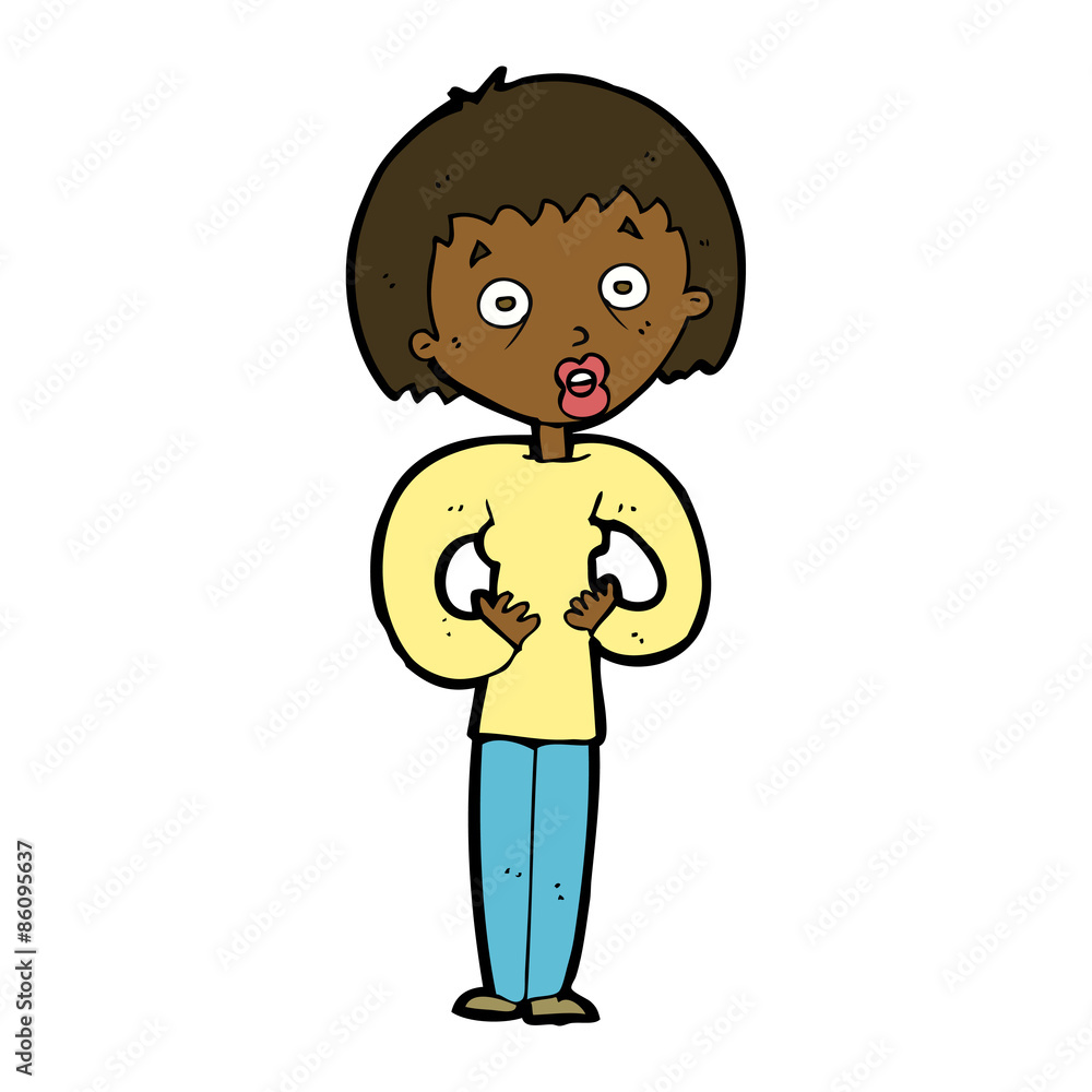 cartoon woman gesturing at self cartoon woman gesturing at self
