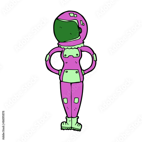 cartoon female astronaut