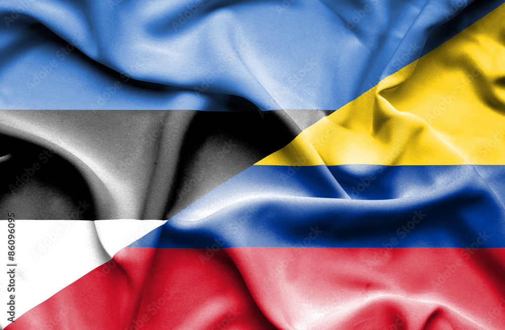 Waving flag of Columbia and Estonia Waving flag of Columbia and Estonia