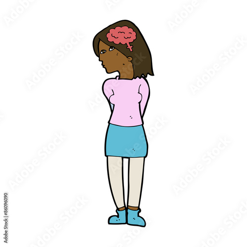 cartoon brainy woman