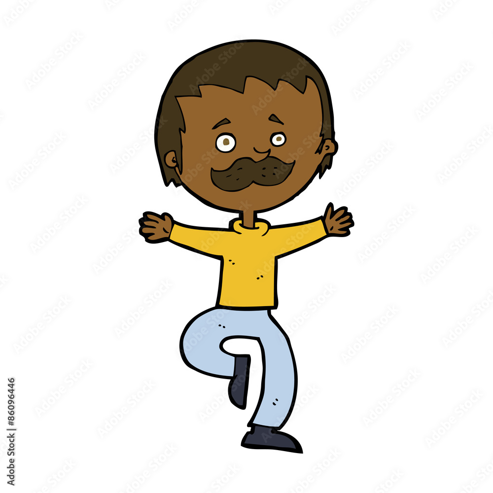Fototapeta premium cartoon dancing man with mustache
