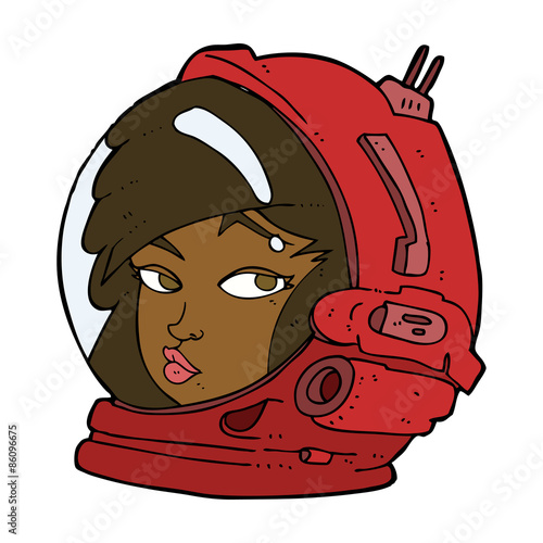 cartoon female astronaut