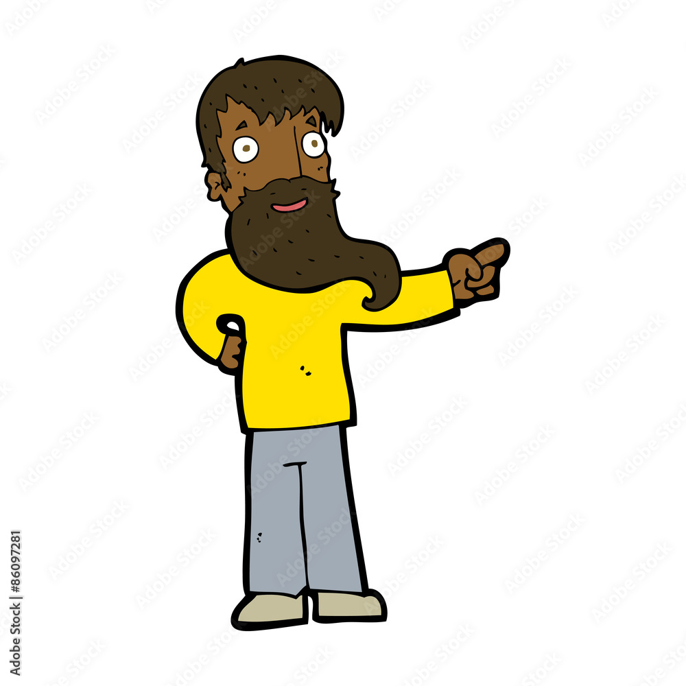 Obraz premium cartoon man with beard pointing