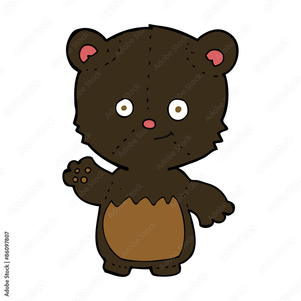 cartoon little black bear waving cartoon little black bear waving
