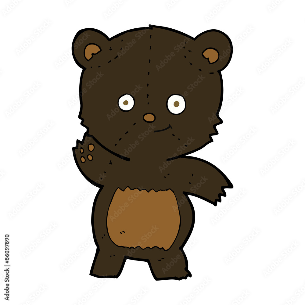 Fototapeta premium cartoon waving black bear