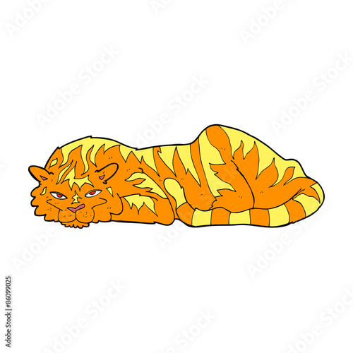 cartoon resting tiger