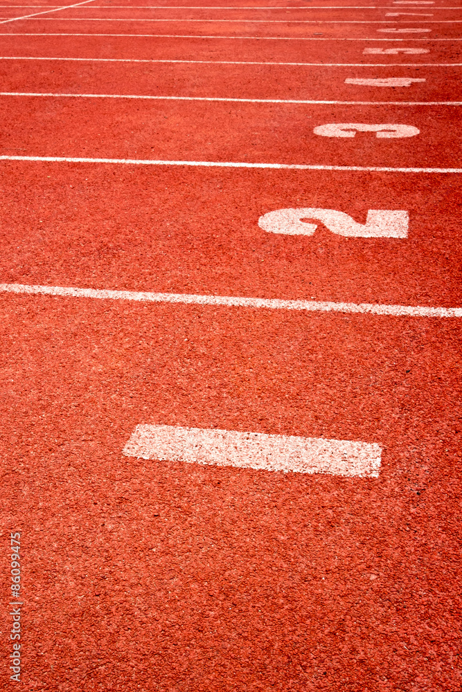 Running track with lane numbers