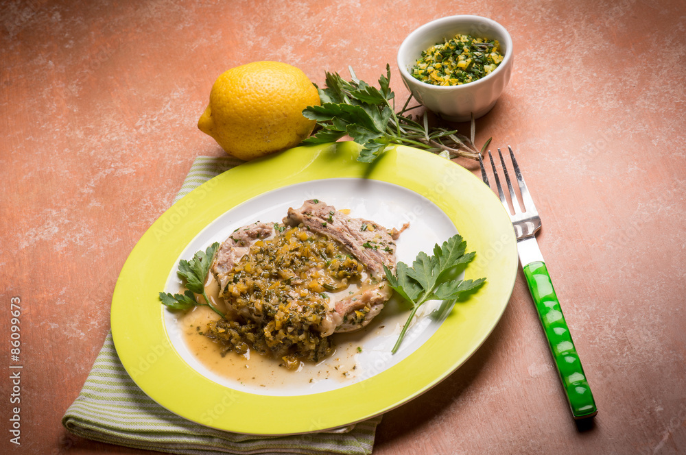 meat with gremolada, traditional italian recipe meat with gremolada, traditional italian recipe