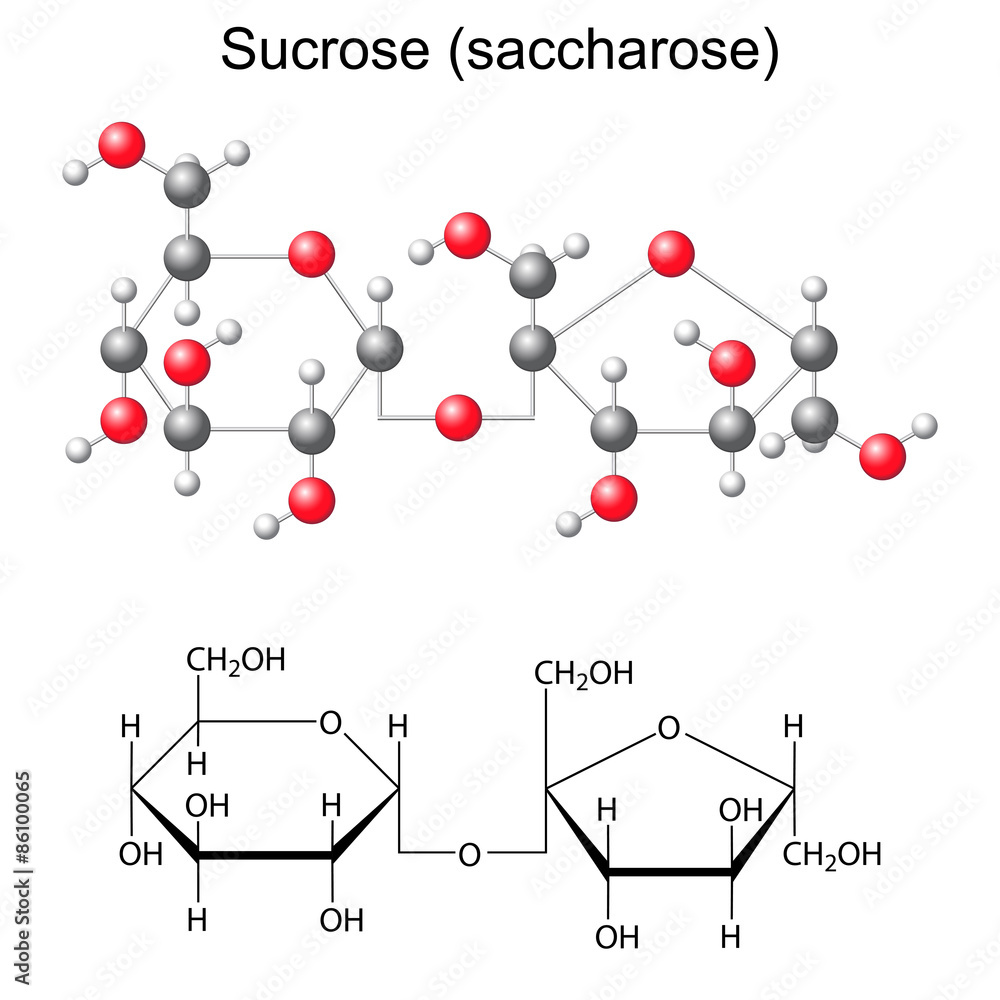 Ταπετσαρία Structural chemical formula and model of sucrose