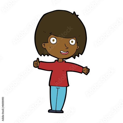cartoon happy woman