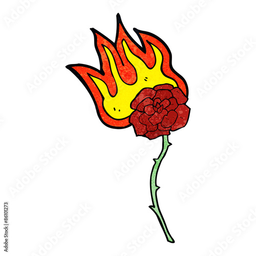 cartoon burning rose