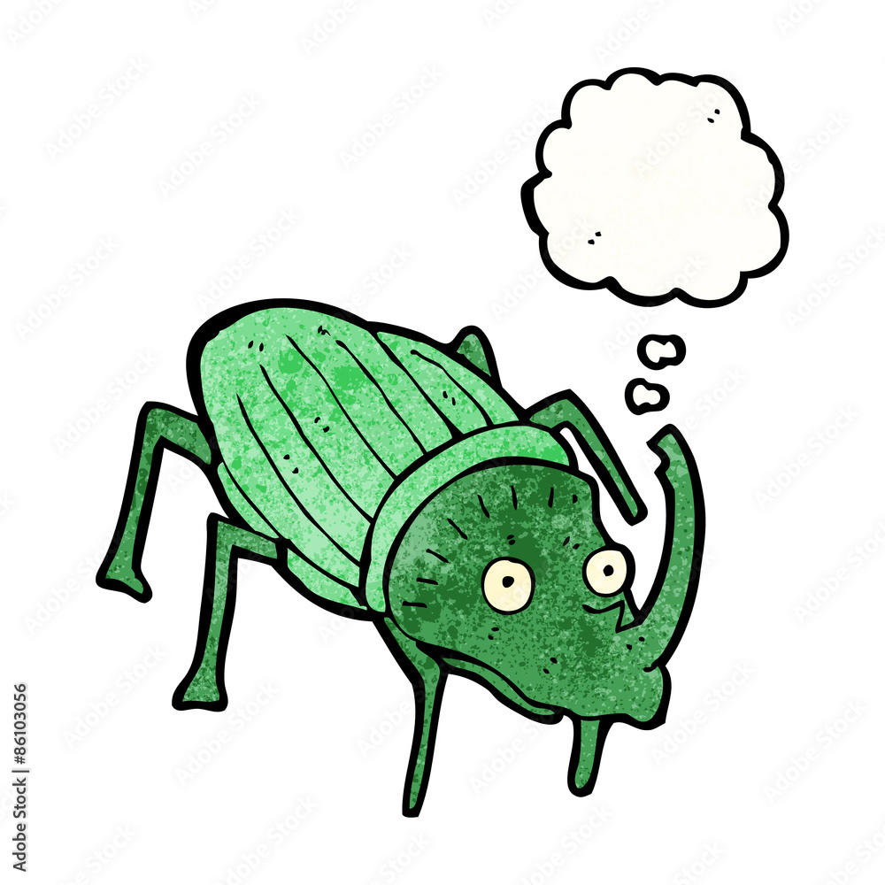 Fototapeta premium cartoon stag beetle with thought bubble