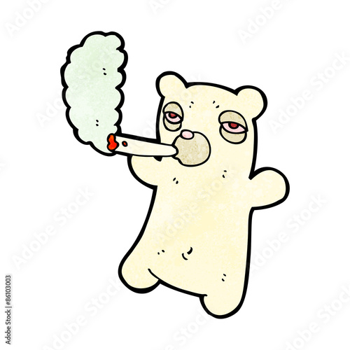 cartoon polar bear smoking cigarette