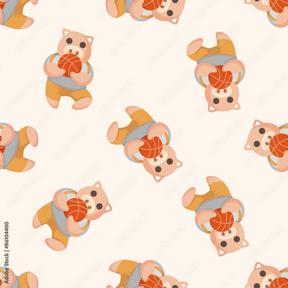 Fototapeta premium Animal pig doing sports cartoon ,seamless pattern