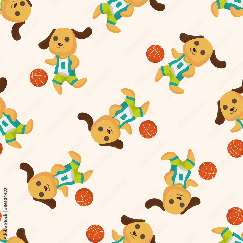 Animal dog doing sports cartoon ,seamless pattern Animal dog doing sports cartoon ,seamless pattern