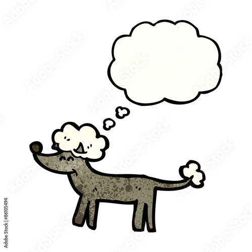 cartoon poodle with thought bubble