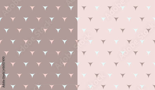 vector illustration set of two abstract geometric patterns, with triangles motifs in pastel colors