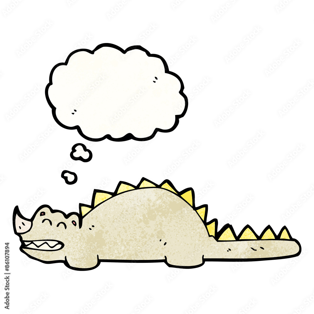 Fototapeta premium cartoon dinosaur with thought bubble