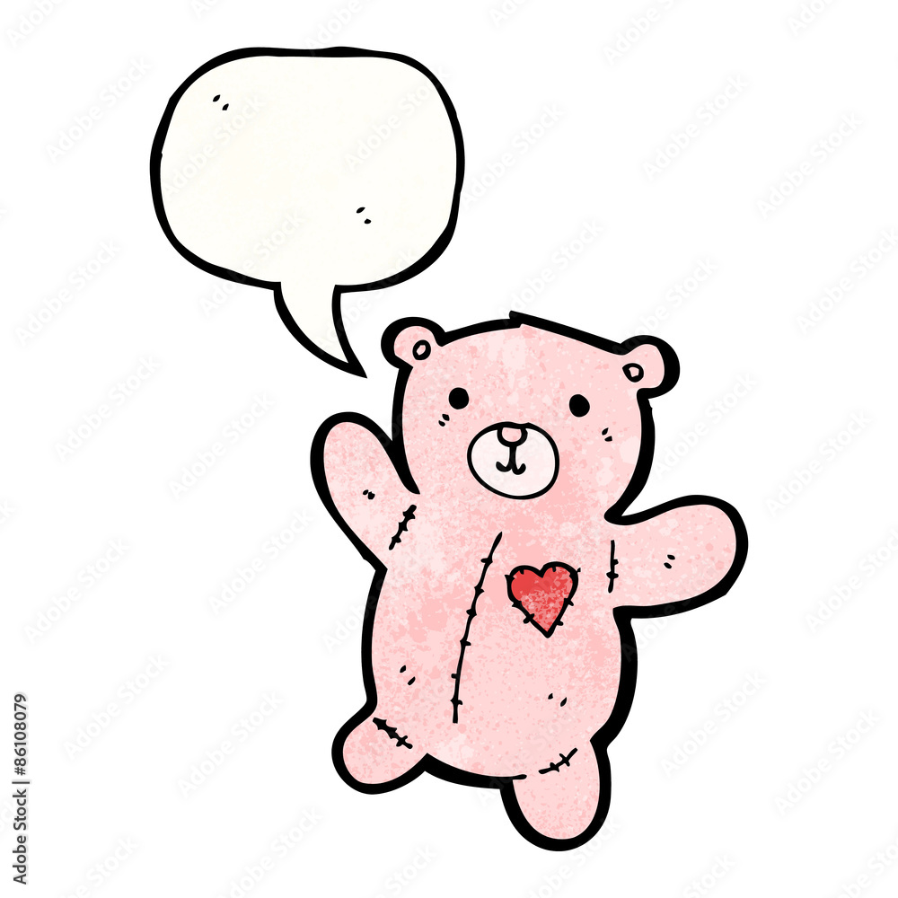 Fototapeta premium cartoon pink teddy bear with speech bubble