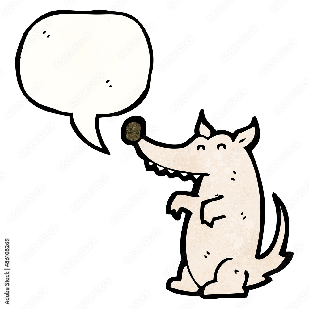 Obraz premium cartoon wolf with speech bubble