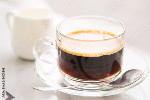 hot coffee for drink with fresh milk