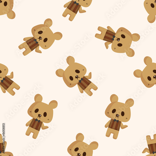 animal bear waiter cartoon ,seamless pattern
